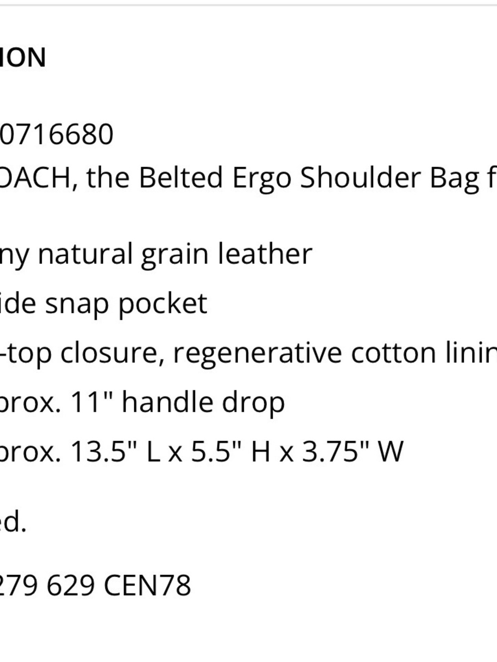 Coach Ergo Black Leather Shoulder Bag with Gold Hardware - Picture 4 of 4
